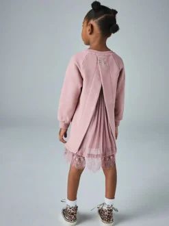 smALLSAINTS Pink Lee Lace Younger Girls Sweat Dress