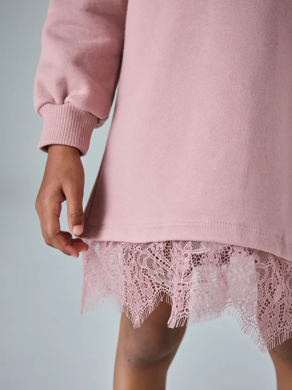 smALLSAINTS Pink Lee Lace Younger Girls Sweat Dress