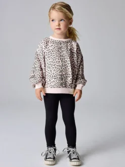 smALLSAINTS Pink Leopard Rihan Younger Girls Sweatshirt and Leggigs Set