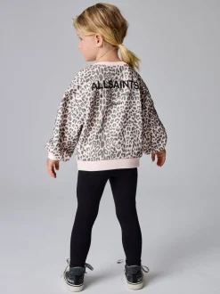 smALLSAINTS Pink Leopard Rihan Younger Girls Sweatshirt and Leggigs Set