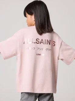 smALLSAINTS Pink/Metallic Oversized Girls Underground Crew T-Shirt