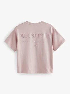 smALLSAINTS Pink/Metallic Oversized Girls Underground Crew T-Shirt