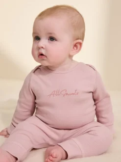 smALLSAINTS Pink Ribbed Bodysuit and Legging Baby Girls Set