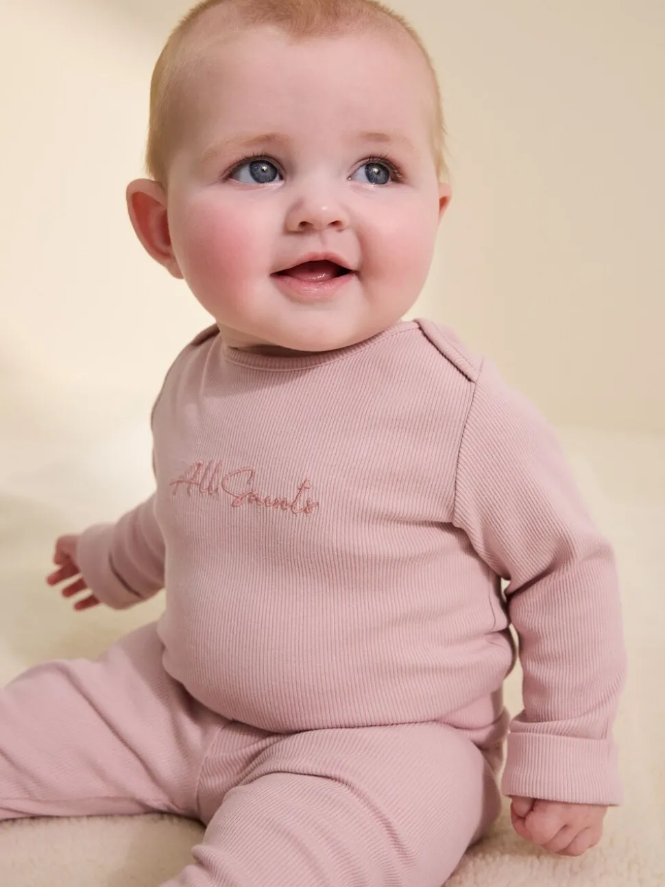 smALLSAINTS Pink Ribbed Bodysuit and Legging Baby Girls Set