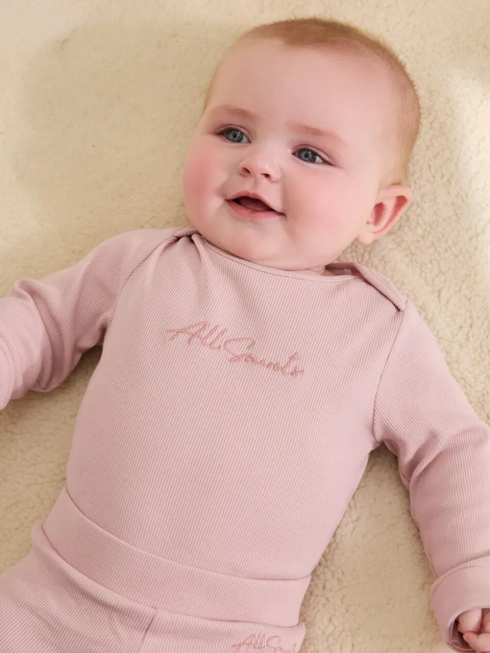 smALLSAINTS Pink Ribbed Bodysuit and Legging Baby Girls Set