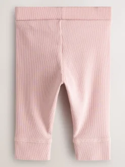 smALLSAINTS Pink Ribbed Bodysuit and Legging Baby Girls Set