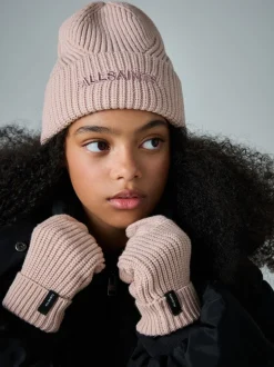 smALLSAINTS Pink Underground Logo Beanie and Gloves Set