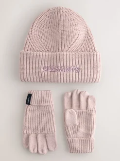 smALLSAINTS Pink Underground Logo Beanie and Gloves Set
