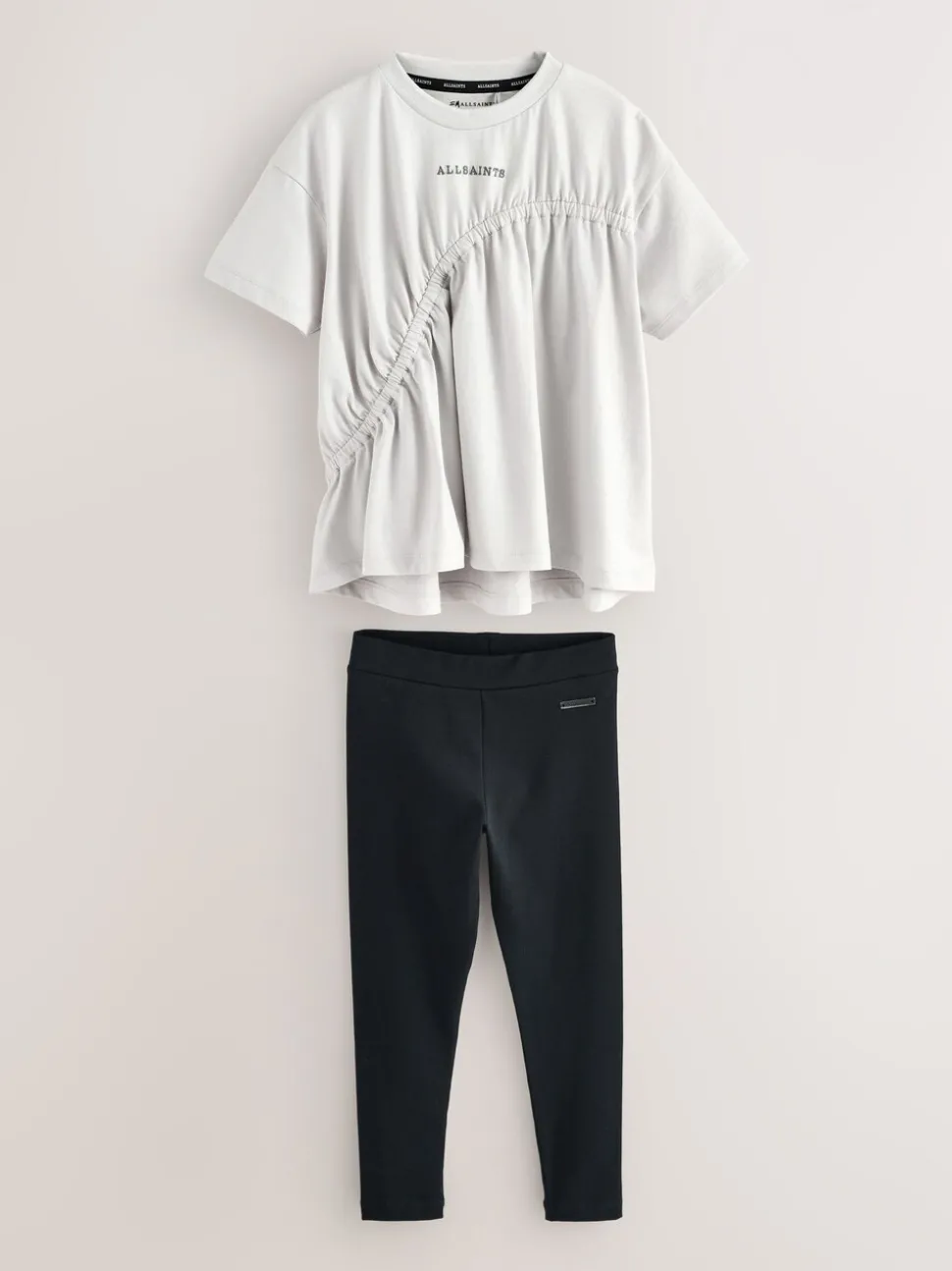 smALLSAINTS Silver/Black Ruched T-Shirt and Legging Set