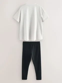 smALLSAINTS Silver/Black Ruched T-Shirt and Legging Set