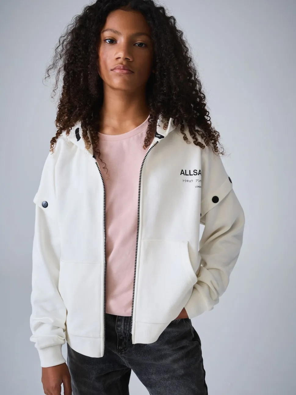 smALLSAINTS White Amphia Underground Zip Hoodie