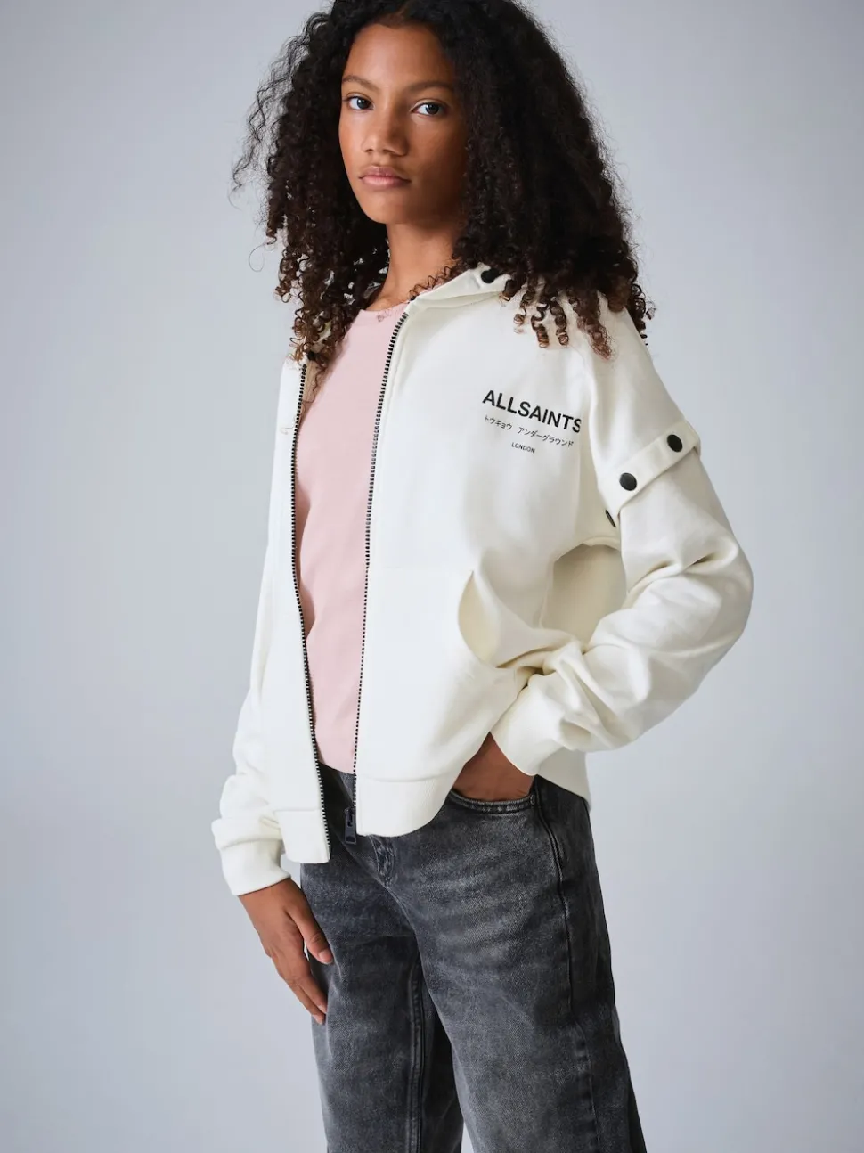 smALLSAINTS White Amphia Underground Zip Hoodie