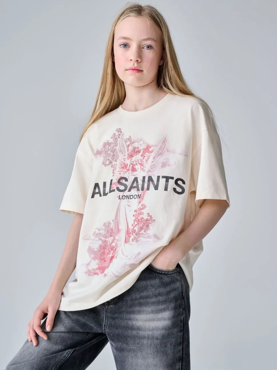 smALLSAINTS White/Guardian Graphic Oversized Crew Neck T-Shirt