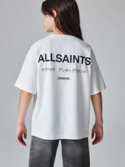 smALLSAINTS White Oversized Girls Underground Crew T-Shirt