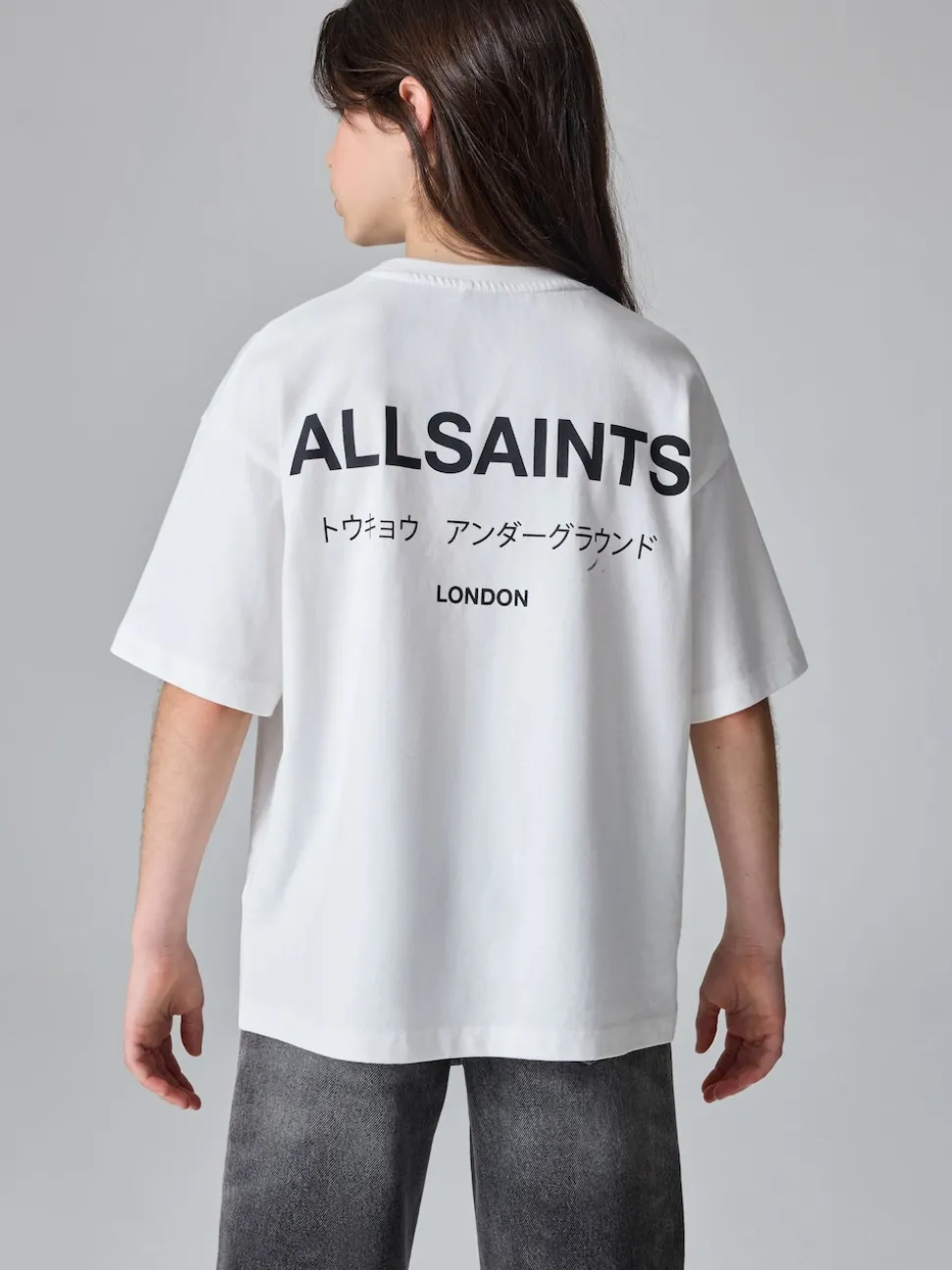 smALLSAINTS White Oversized Girls Underground Crew T-Shirt