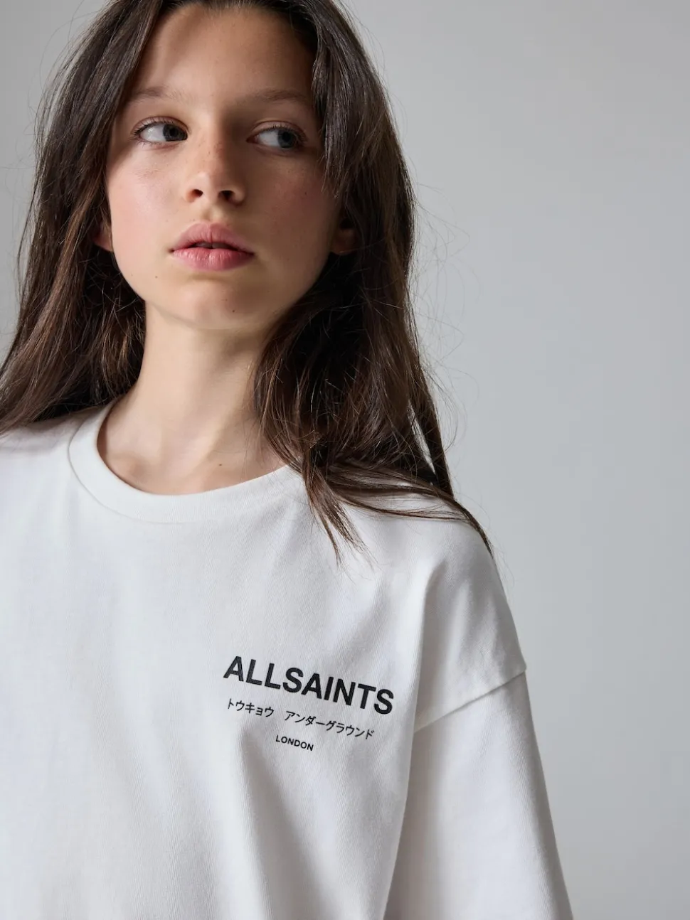 smALLSAINTS White Oversized Girls Underground Crew T-Shirt