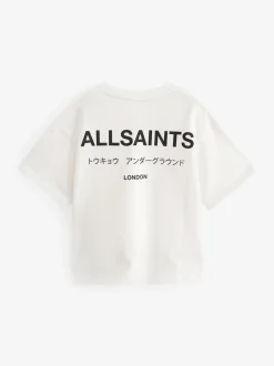 smALLSAINTS White Oversized Girls Underground Crew T-Shirt
