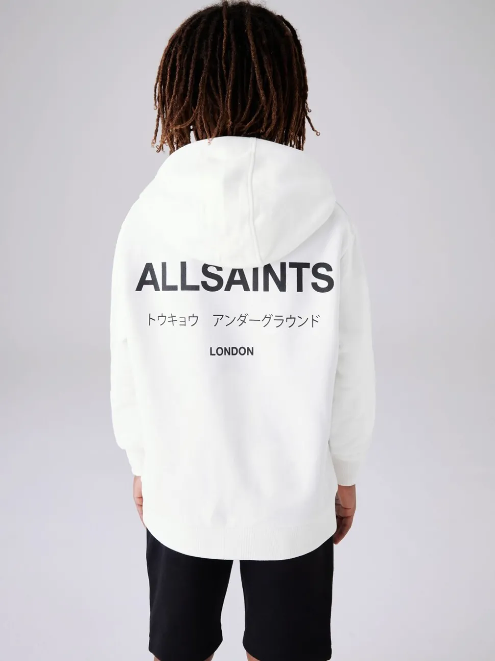 smALLSAINTS White Oversized Underground Pullover Hoodie