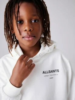 smALLSAINTS White Oversized Underground Pullover Hoodie
