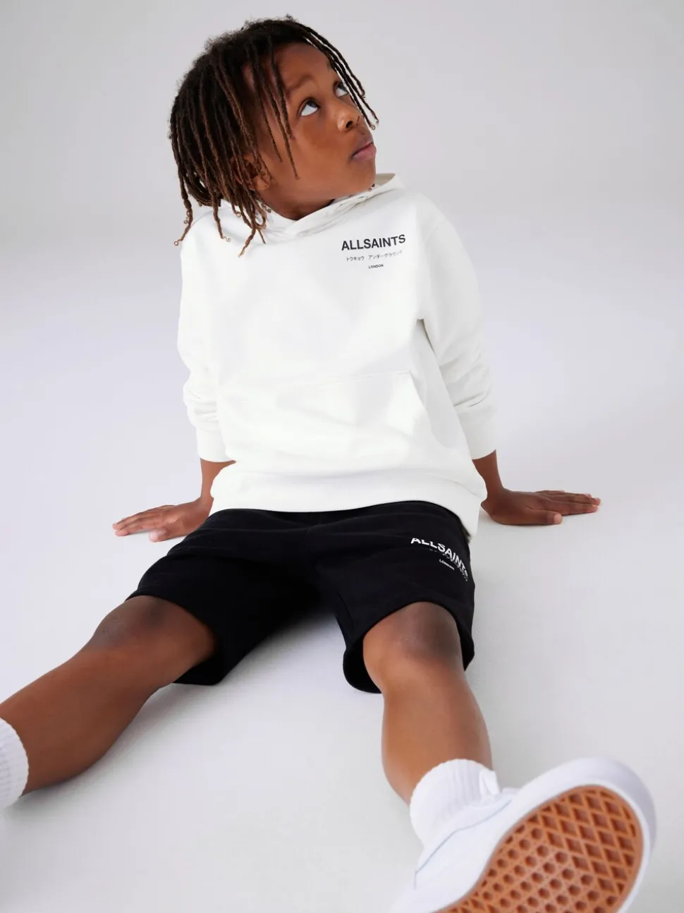 smALLSAINTS White Oversized Underground Pullover Hoodie