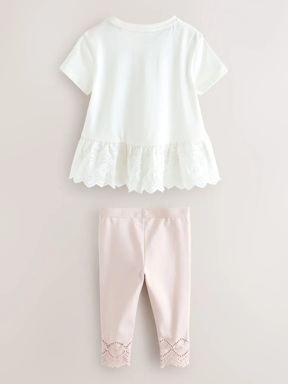 smALLSAINTS White/Pink Amore Underground Broderie T-Shirt and Leggings Younger Set