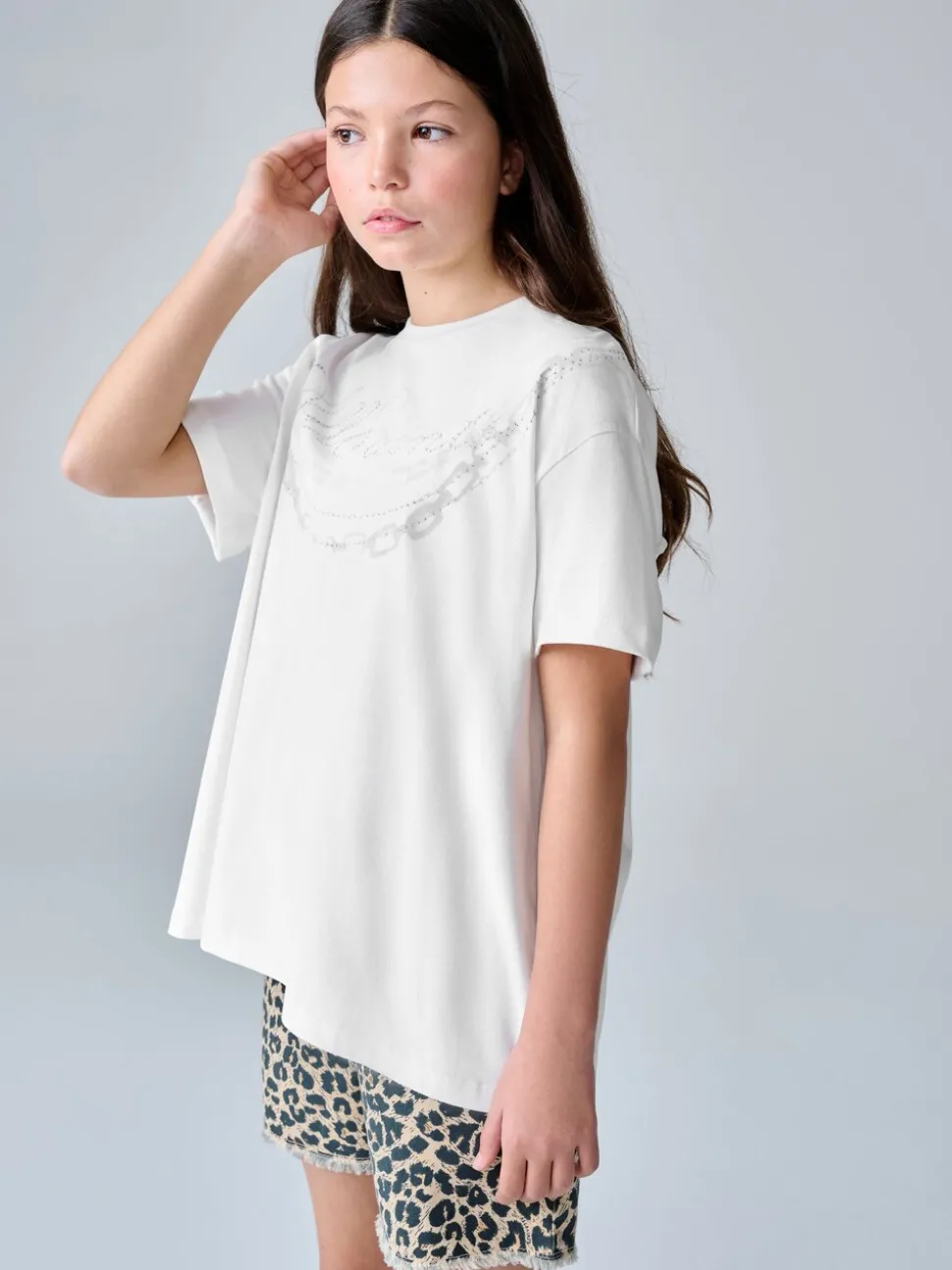 smALLSAINTS White Ruched Back Graphic Oversized Crew Neck T-Shirt