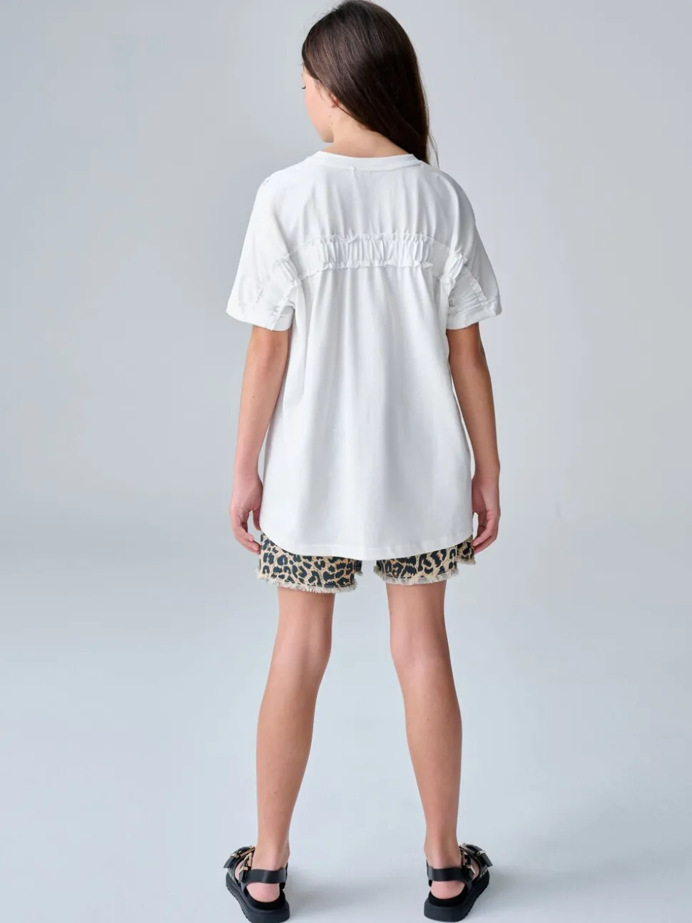smALLSAINTS White Ruched Back Graphic Oversized Crew Neck T-Shirt