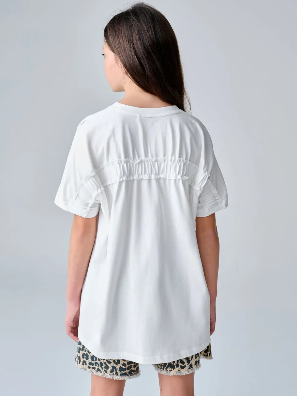 smALLSAINTS White Ruched Back Graphic Oversized Crew Neck T-Shirt