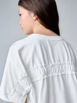 smALLSAINTS White Ruched Back Graphic Oversized Crew Neck T-Shirt