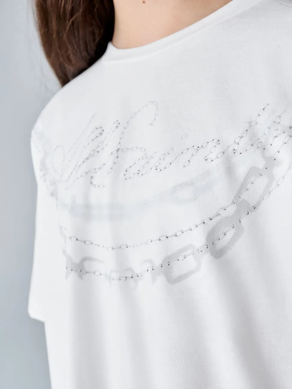 smALLSAINTS White Ruched Back Graphic Oversized Crew Neck T-Shirt
