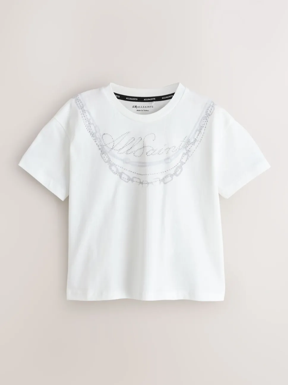 smALLSAINTS White Ruched Back Graphic Oversized Crew Neck T-Shirt