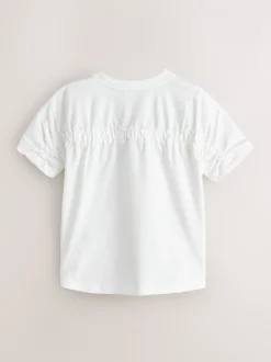 smALLSAINTS White Ruched Back Graphic Oversized Crew Neck T-Shirt