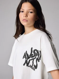smALLSAINTS White/Snake Orlando Oversized T-Shirt and Cycling Shorts Set