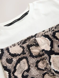 smALLSAINTS White/Snake Orlando Oversized T-Shirt and Cycling Shorts Set