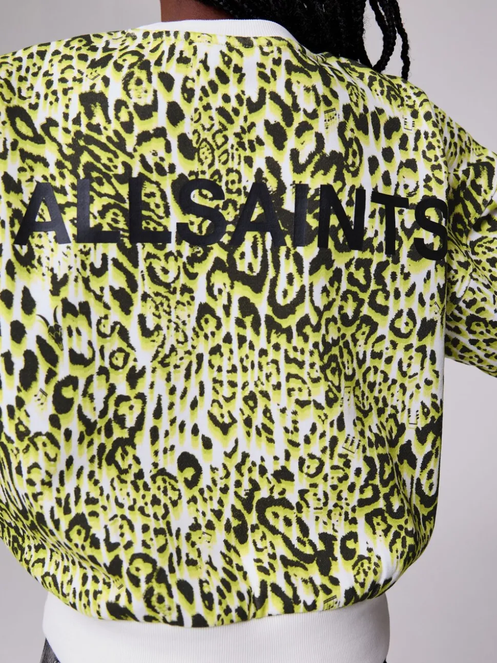 smALLSAINTS Yellow Leopard Oversized Rihan Baloon Sleeve Sweatshirt