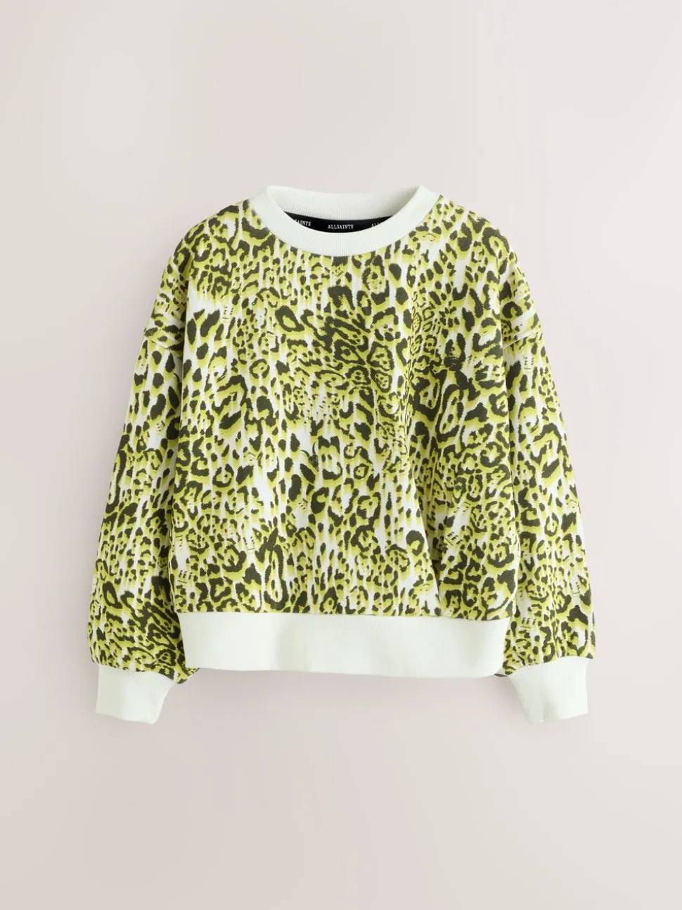 smALLSAINTS Yellow Leopard Oversized Rihan Baloon Sleeve Sweatshirt
