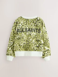 smALLSAINTS Yellow Leopard Oversized Rihan Baloon Sleeve Sweatshirt
