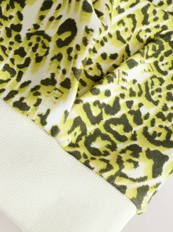 smALLSAINTS Yellow Leopard Oversized Rihan Baloon Sleeve Sweatshirt