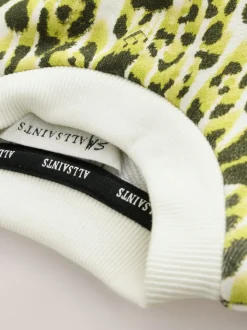 smALLSAINTS Yellow Leopard Oversized Rihan Baloon Sleeve Sweatshirt
