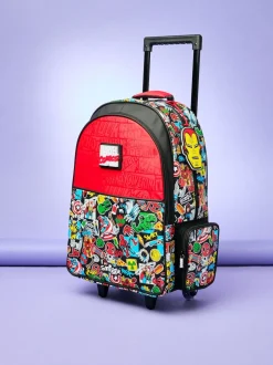 Smiggle Black Marvel Trolley Backpack with Light Up Wheels