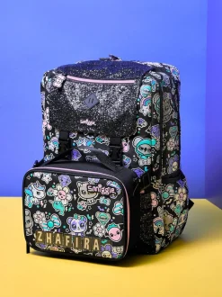 Smiggle Black Trailblazer Foldover Attach Backpack