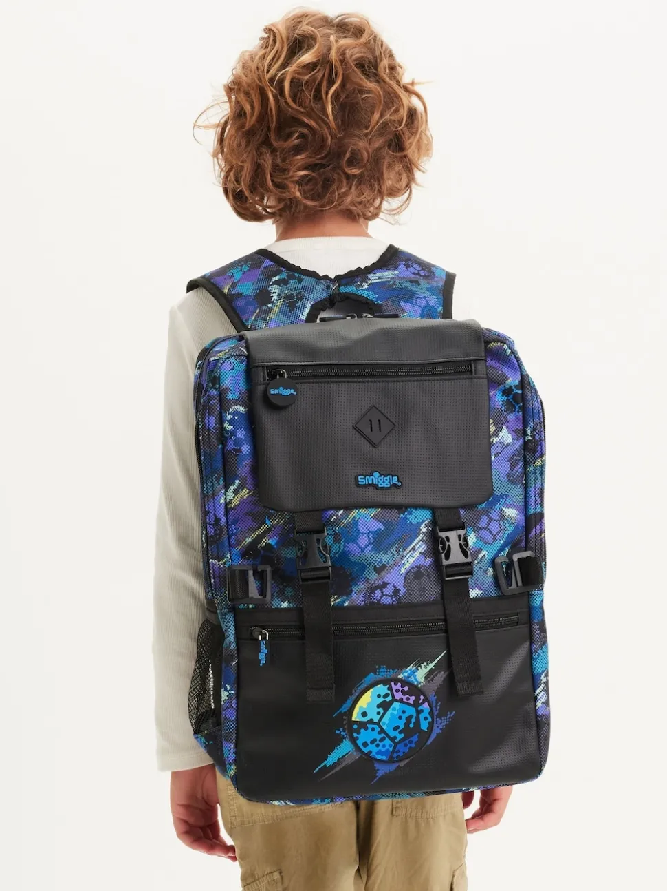 Smiggle Blue Trailblazer Foldover Attach Backpack