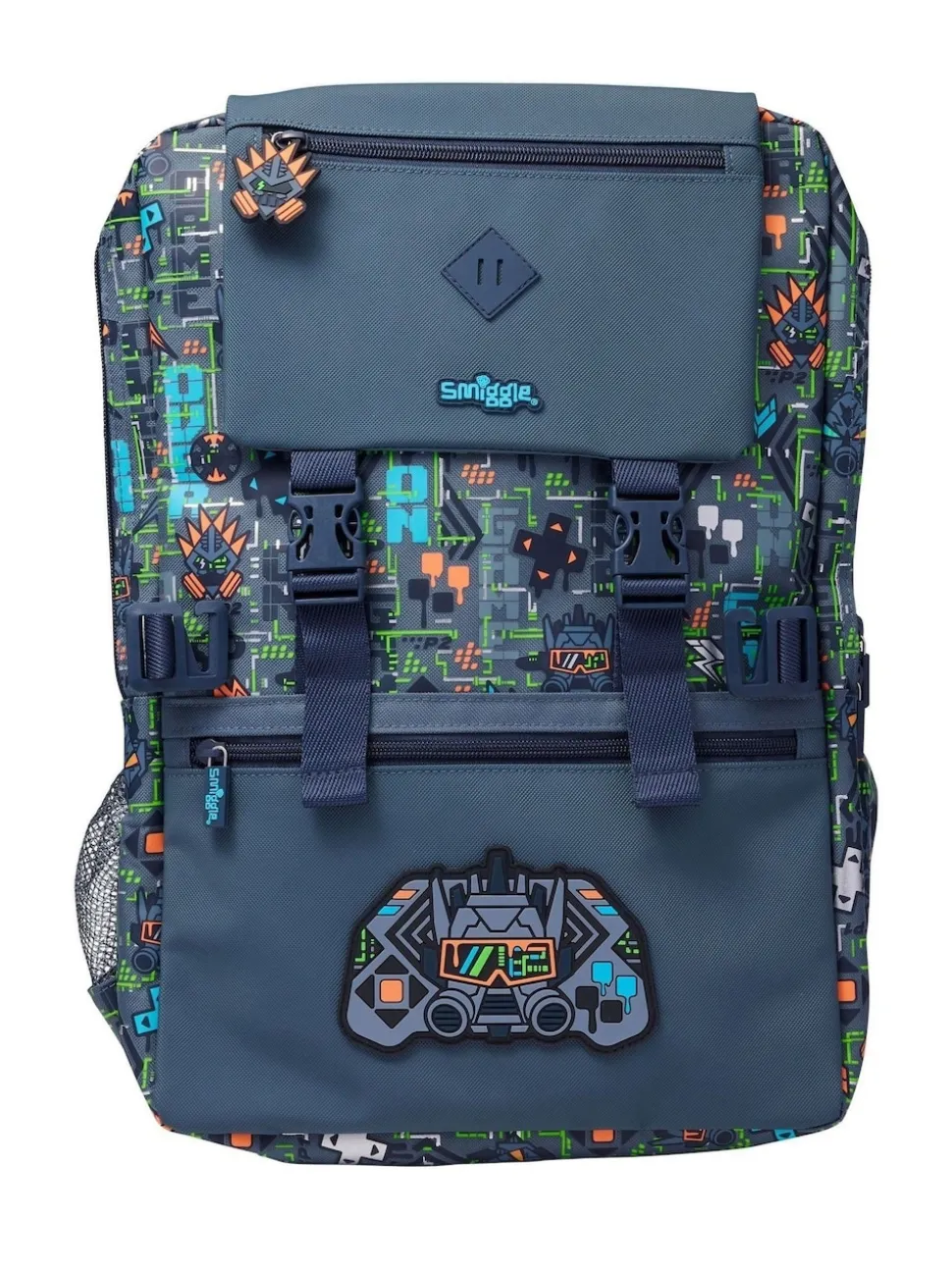 Smiggle Grey Trailblazer Foldover Attach Backpack