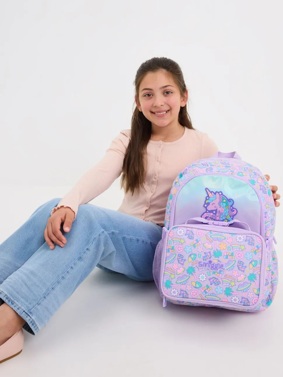 Smiggle Purple All Stars Classic Attach Backpack