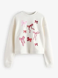 Society 8 Cream Matching Family Christmas Bow Sweatshirt (5-14yrs)