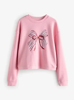 Society 8 Pink Matching Family Betty Bow Christmas Sweatshirt (5-14 yrs)