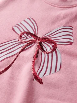 Society 8 Pink Matching Family Betty Bow Christmas Sweatshirt (5-14 yrs)