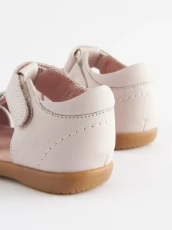 Stone Standard Fit (F) Baby Touch Fastening Leather First Walker Sandals