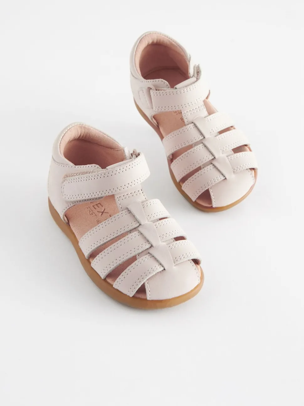 Stone Wide Fit (G) Baby Touch Fastening Leather First Walker Sandals