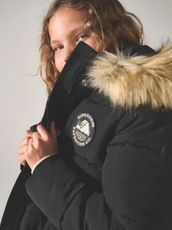 Superdry Black Everest Longline Puffer Coat